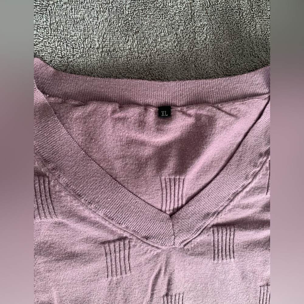 💜Arach & Cloz Sweater V Neck Casual Pullover Cozy Gray Purple - Size XL - Picture 5 of 10